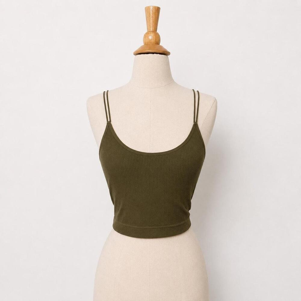 olive green strappy crop tank